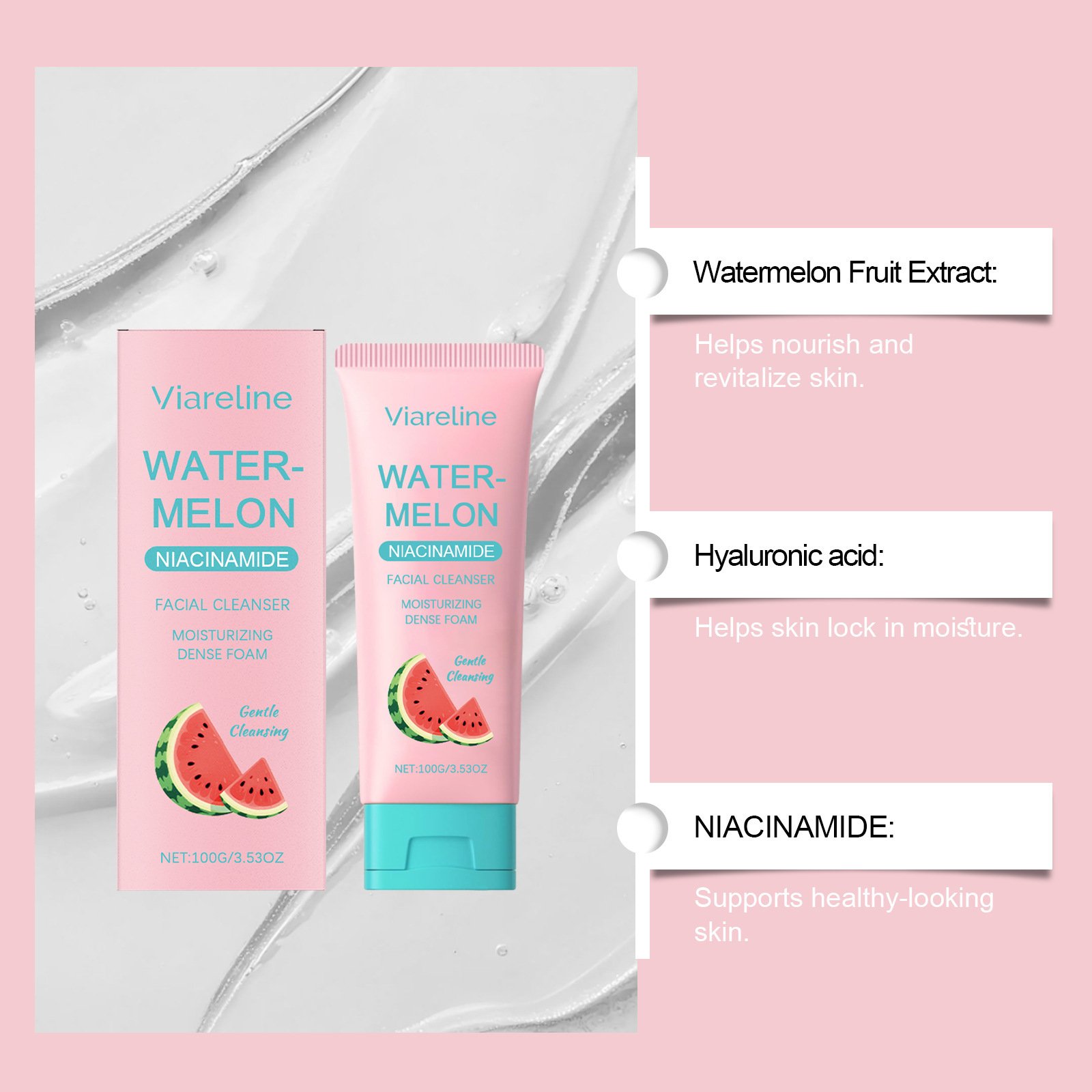 Watermelon Foam Facial Cleanser โ Acne & Skin Hydrating Face Wash (100ml) - Image 4