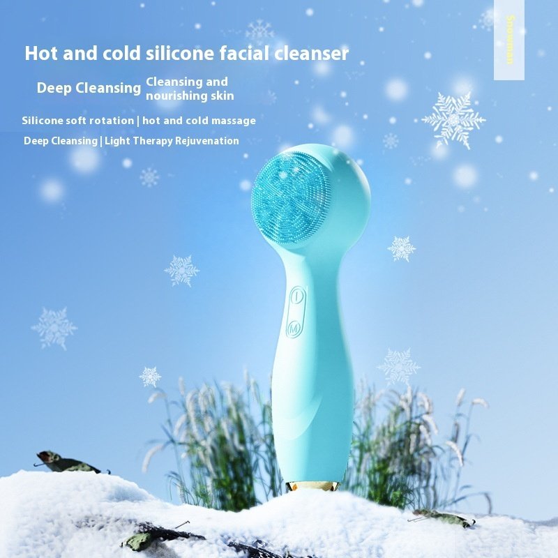 Household Red Blue Light Cold And Hot Compress Electric Facial Cleaner